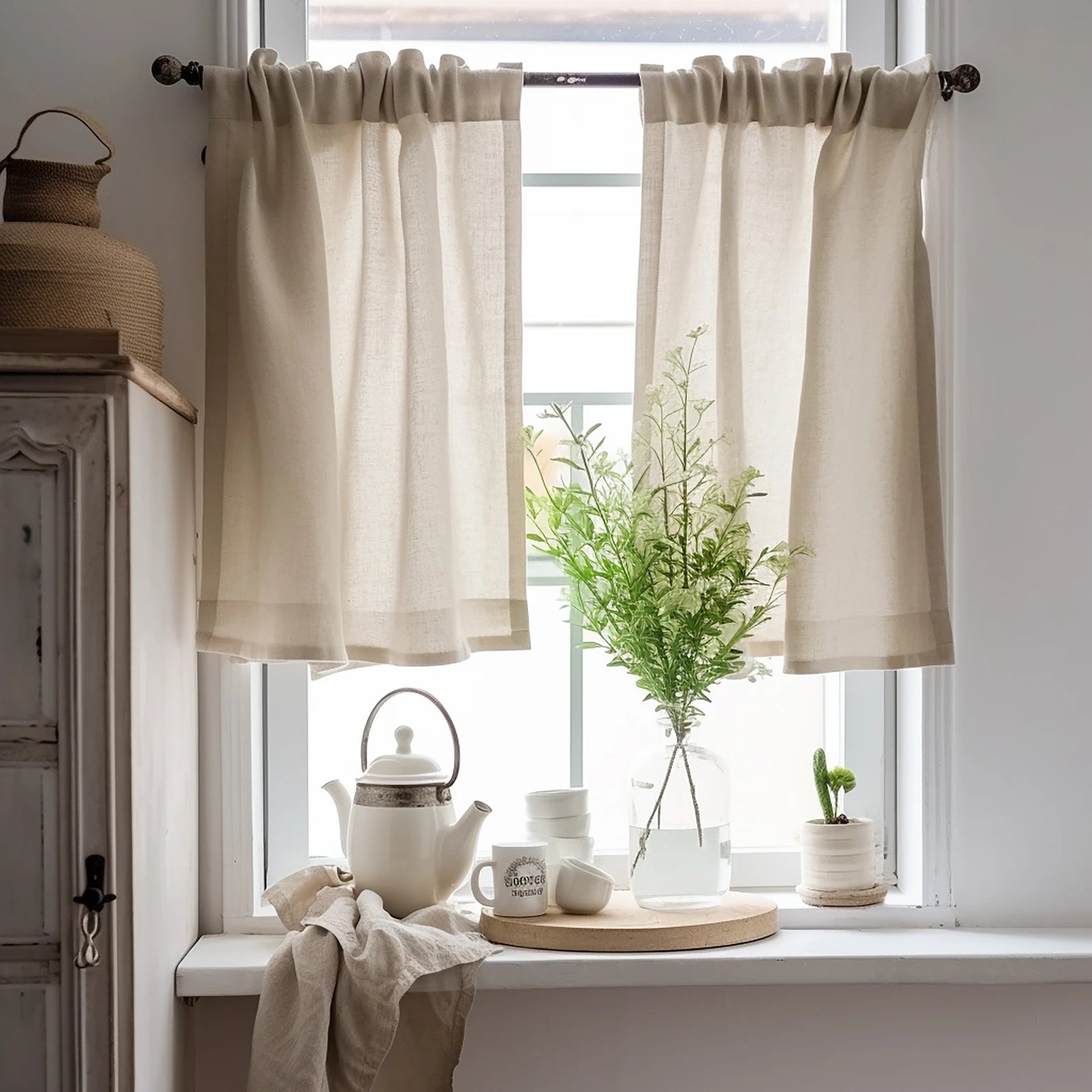 NEBELGOLD Kurzer Vorhang Beige