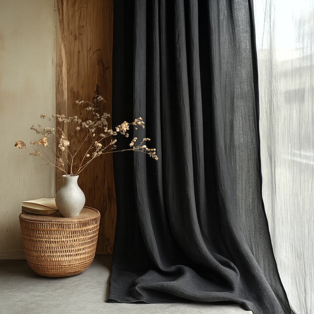 NEBELGOLD Wohn- und Schlafzimmer Vorhänge Schwarz
