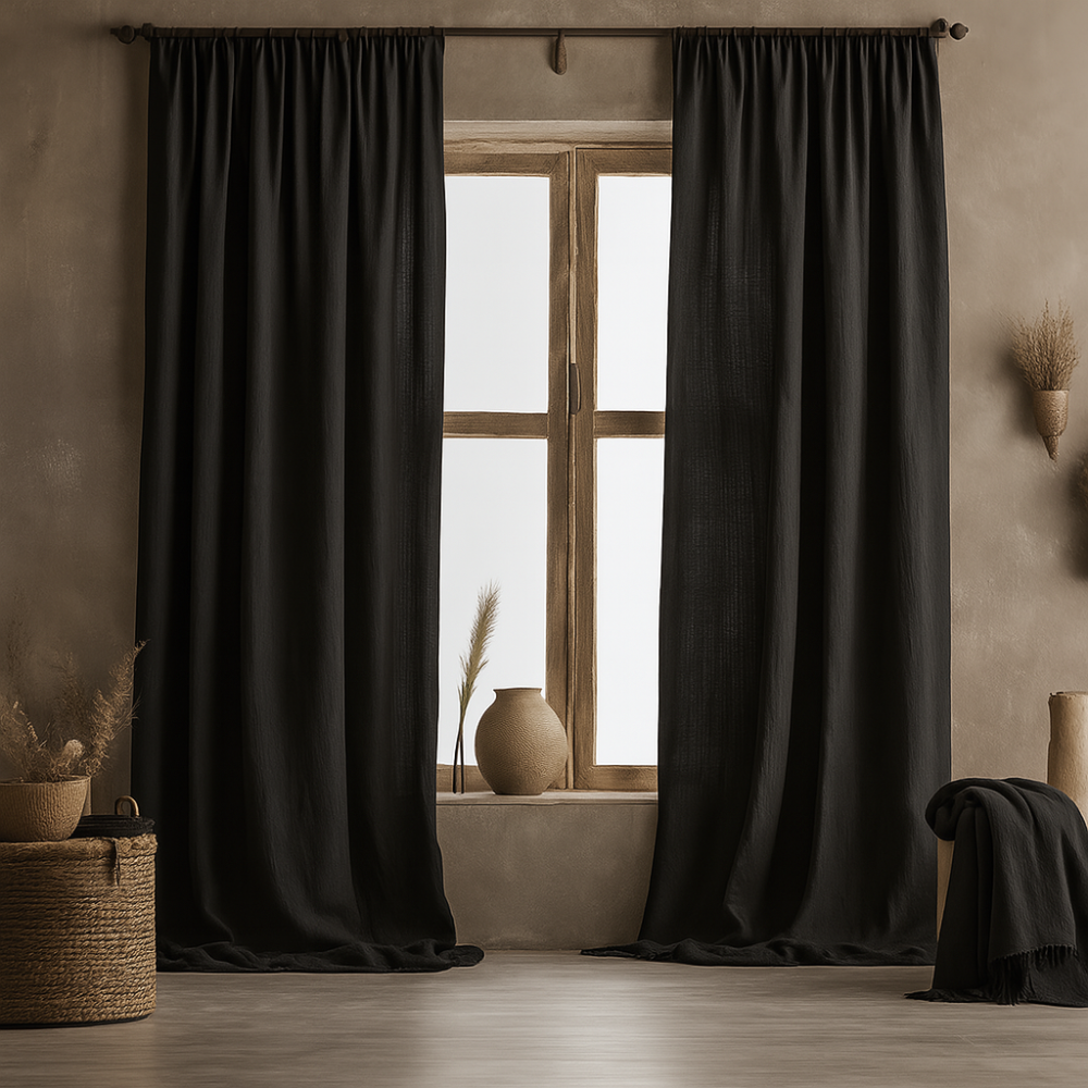 NEBELGOLD Wohn- und Schlafzimmer Vorhänge Schwarz