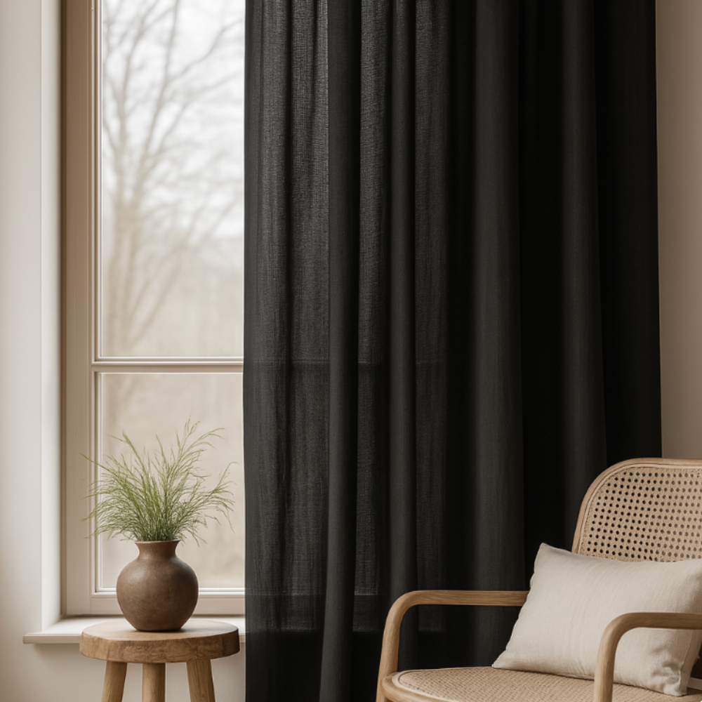 NEBELGOLD Wohn- und Schlafzimmer Vorhänge Schwarz