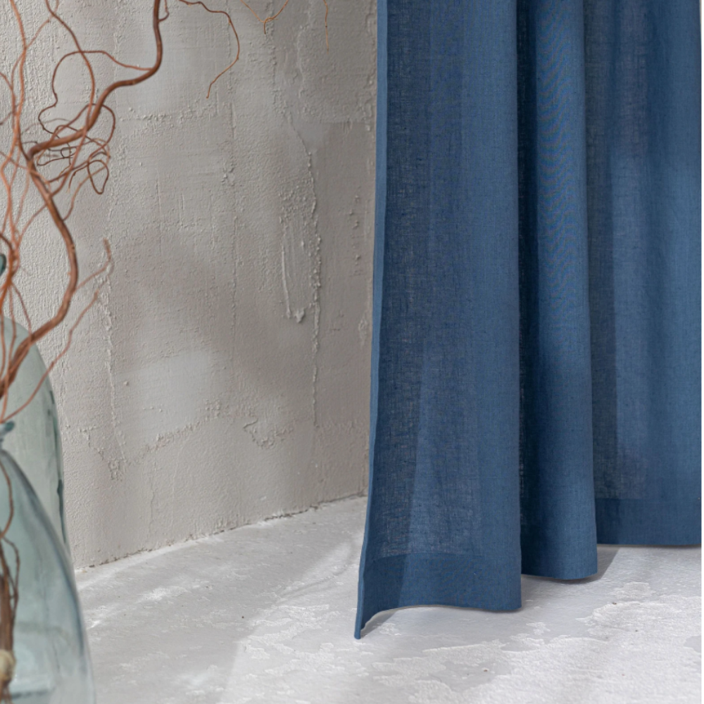 NEBELGOLD Wohn- und Schlafzimmer Vorhänge Dunkel Blau