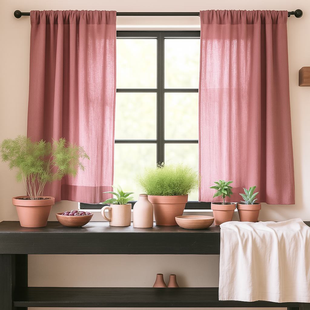 NEBELGOLD Kurzer Vorhang Pink