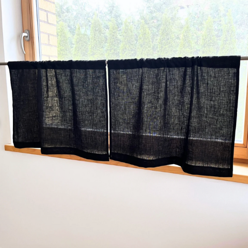 NEBELGOLD Kurzer Vorhang Schwarz